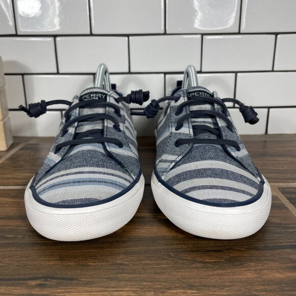 Sperry Pier Wave LTT Sneaker Womens Size 8.5 Shoes Navy Multicolor SeaCycled - Picture 2 of 13